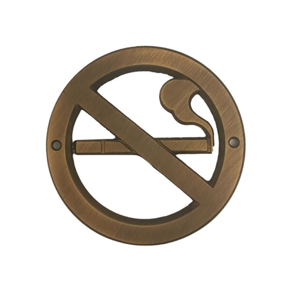 Brass Sign Plate "No Smoking" 90 Mm Bronze Italy