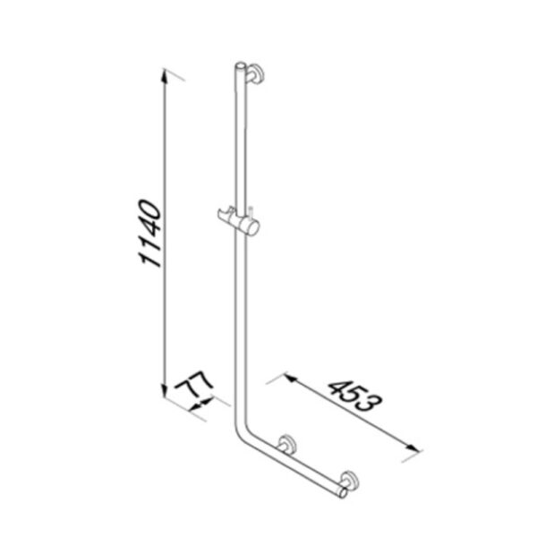 Shower Rail With Grip Handle Left 1140X453Mm (2)