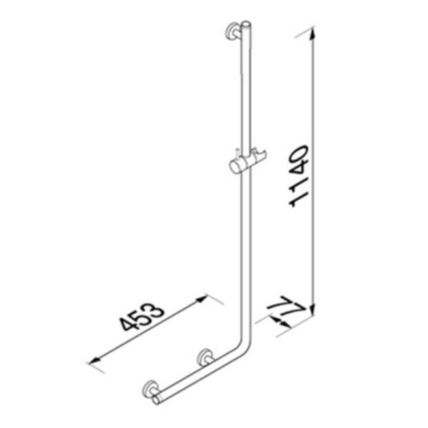 Shower Rail With Grip Handle Right 1140X453Mm (2)