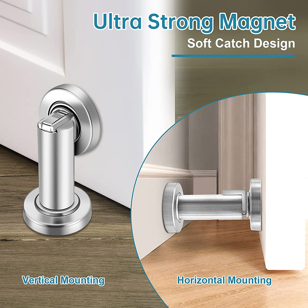 thumbnail interactive-video image 1 of Magnetic Door Stop Holder In Stainless Steel - Wall Or Floor Mount With Screws 1 of 6