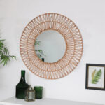 Round Mirror With Paper Frame 60Cm