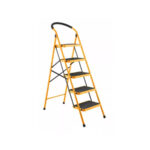 5 Steps Folding Ladder Metal Yellow 1085 X 495 X 1390 Mm