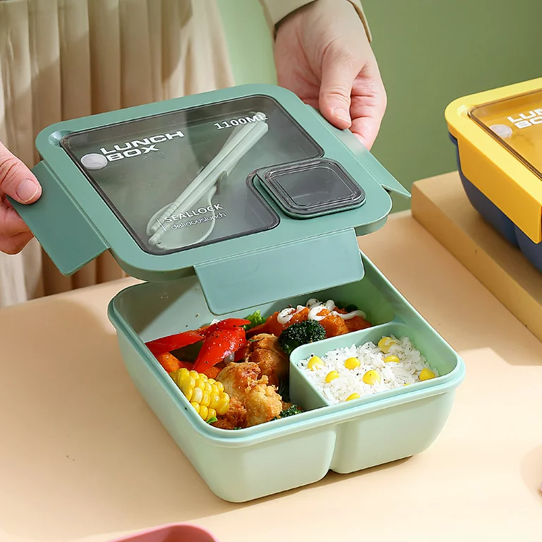 Leak-Proof Lunch Box With Compartment-Spoon-Chop Sticks 1100Ml - JB ...