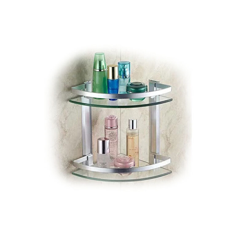 Popular Bath 2-Tier Corner Shelf – Nickel Finish, Suction Mount, No Drilling Needed