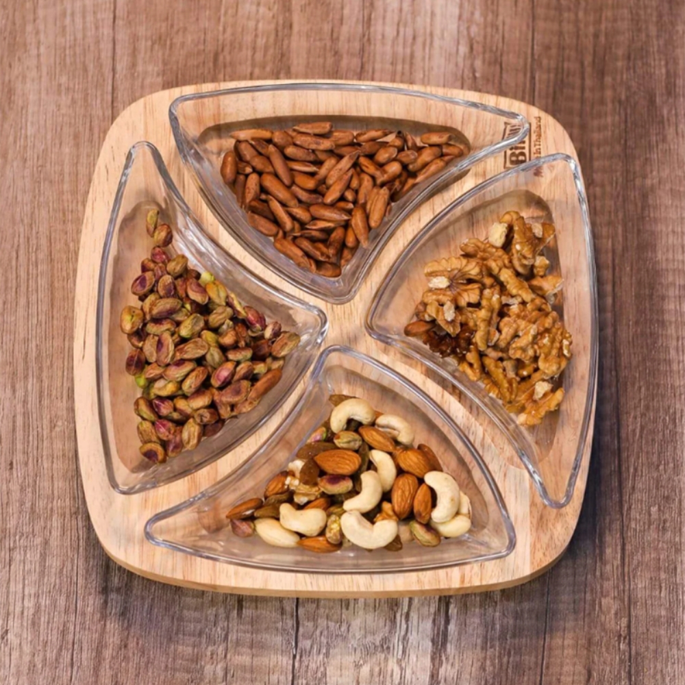 4 Compartments Revolving Dry Fruit Dish
