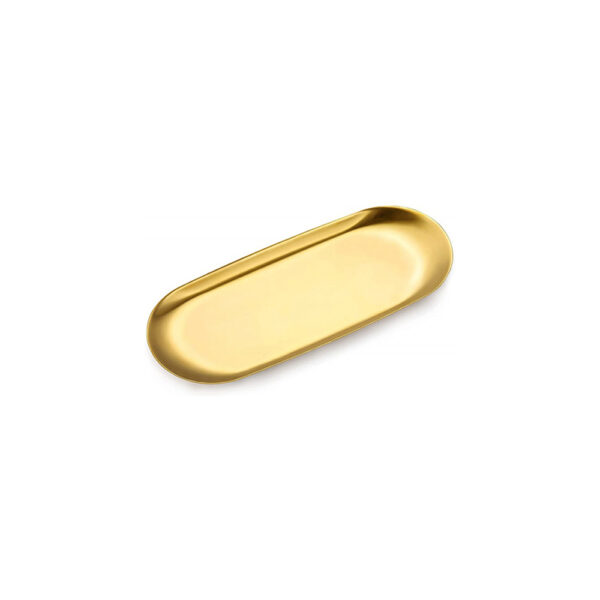 Stainless Steel Long-Oval Tray Gold (18 x 8.5 cm)