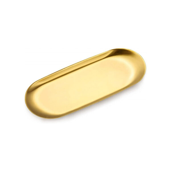 Stainless Steel Long-Oval Tray Gold (26 x 10 cm)