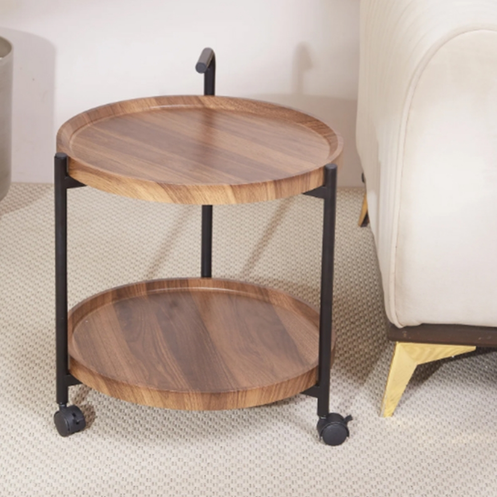 Seoul Wooden Round 2-Tier Serving Trolley