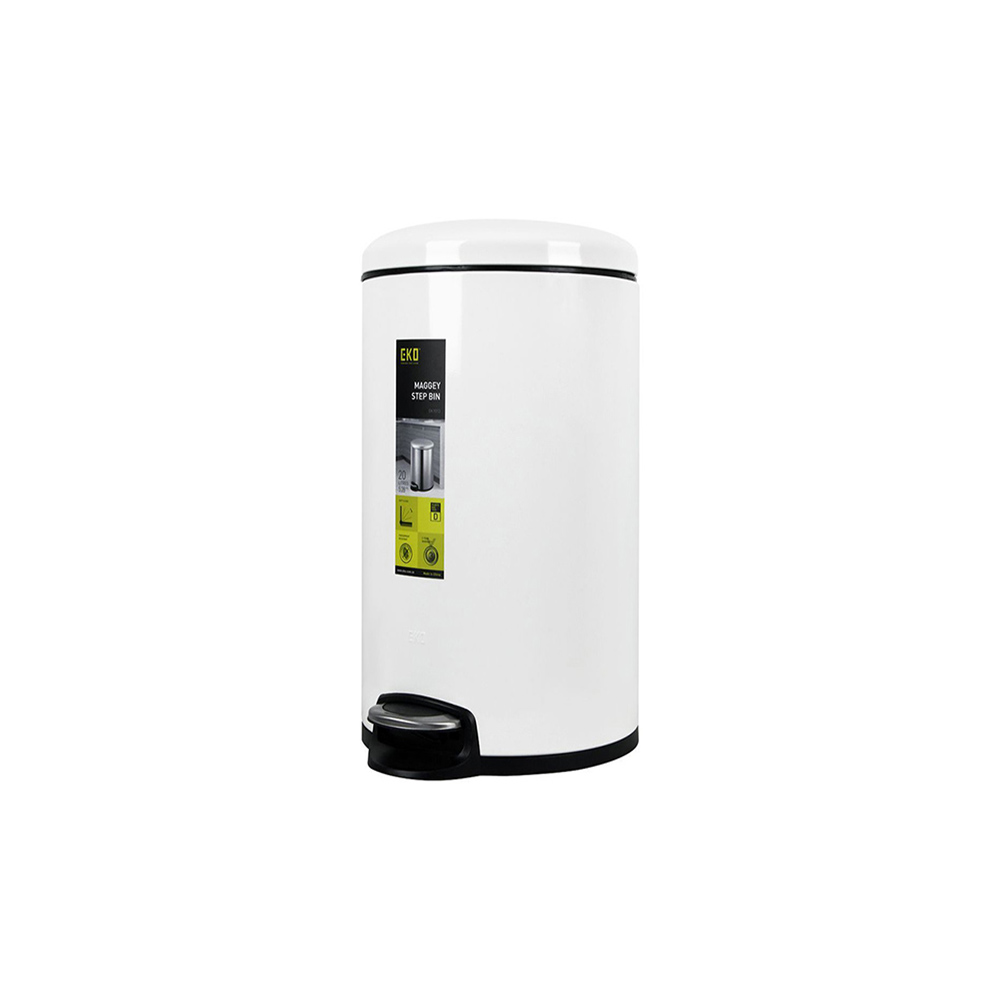 20 Dome Pedal Bin "Maggey" White 20L - Image 1