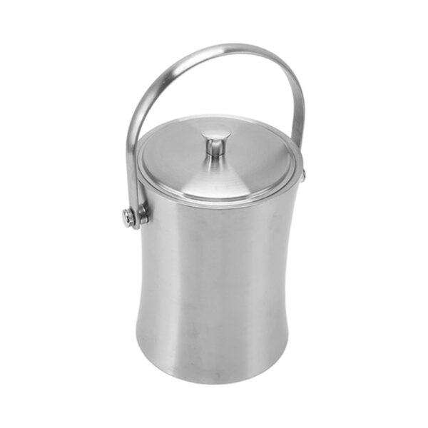 Double Wall Ice Bucket Waist Shaped SS With Tong (1 Liter)