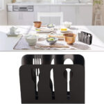 Napkin Holder Cutlery Cut-work Metal Black