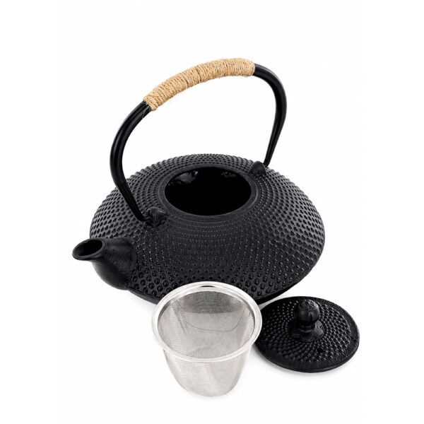 Iron Tea Kettle with Dotted Texture & SS Infuser Black - 750ml
