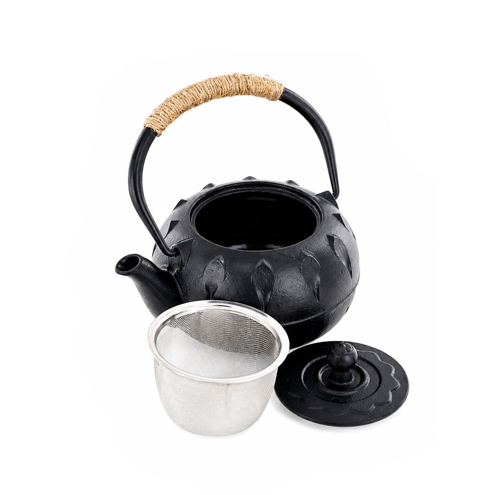 OSM-211-3 Iron Tea Kettle with Stainless Steel Infuser Black – 750ml - Image 1