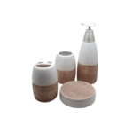 CERMAIC BATH SET 4PCS WHT/BEIGE