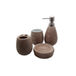 CERMAIC BATH SET 4PCS BROWN