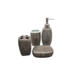 CERMAIC BATH SET 4PCS GRAIN WOOD