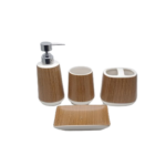 CERAMIC BATH SET 4 PCS WOOD TEXTURE