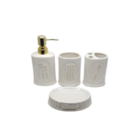 CERAMIC BATH SET 4 PCS WHITE EMBOSSED
