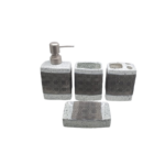 CERMAIC BATH SET 4PC BLK/WHT PATTERN