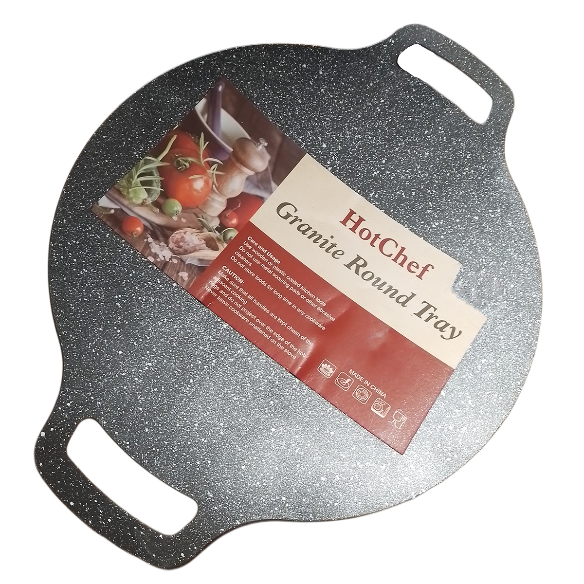 osm 225 (4) Hot Chef Granite Round Tray Non-Stick Portable Cooking Pan โ 34 cm - Image 1