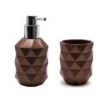 Bath Set Joyce Dark Brown Poly Resin/ Bamboo