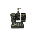 BATH SET 4PCS BLACK WRITTEN BATH