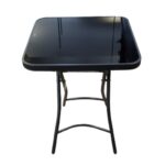 Glass-Top Folding Table 60 x 60 cm – Black