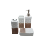 CERMAIC BATH SET 4PCS WHITE/BEIGE