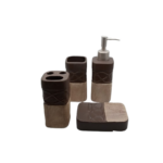 CERMAIC BATH SET 4PCS BROWN/BEIGE