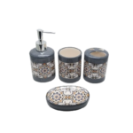 CERAMIC BATH SET 4 PCS GREY PRINT