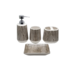 CERAMIC BATH SET 4 PCS GRAIN WOOD TEXTURE