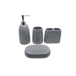 CERAMIC BATH SET 4 PCS GREY DOTTED