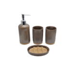 CERAMIC BATH SET 4 PCS BROWN LINING