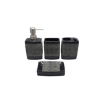 CERMAIC BATH SET 4PC BLACK/GREY PATTERN