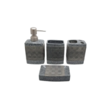 CERMAIC BATH SET 4PC GREY PATTERN