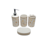 CERAMIC BATH SET 4 PCS WHITE/GOLD CROWN