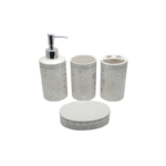 CERAMIC BATH SET 4 PCS WHITE/BLACK CROWN