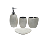 CERAMIC BATH SET 4 PCS BEIGE GRAVEL