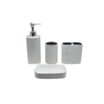 CERAMIC BATH SET 4 PCS GREY GRAVEL