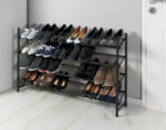 4-Tier Extendable Shoe Rack Black 62-115 X 68 X 26 Cm - Image 4