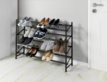 4-Tier Extendable Shoe Rack Black 62-115 X 68 X 26 Cm - Image 3