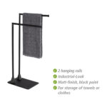 Free Standing Towel And Clothes Stand Matt Black HELLA - Image 2