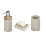 Bath Set 3Pcs Sandy Beige Polyresin