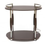 2-Tier Tea Trolley MDF Chrome With Bottle Holder