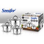 Sonifer Stainless Steel Cookware Set with Lids – 6 Pieces - Image 2