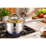 Sauce pan Stainless Steel With Glass Lid 16cm - Image 3