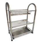 Multi-Tier Dish Drying Rack with Shelves -  Stainless Steel Silver