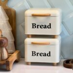 Bread Box with Wooden Handle Off-White - Image 2