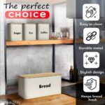 Bread Box with Coffee-Tea-Sugar Canister Set – Off White - Image 3