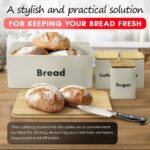 Bread Box with Coffee-Tea-Sugar Canister Set – Off White - Image 4